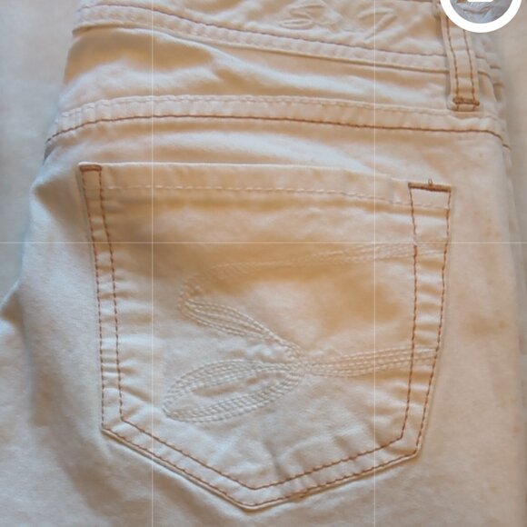 Seven 🍁Jeans Ivory Bone Lightly Spotted Throughout Lower Rise Denim Jeans 🍁 - Picture 5 of 13